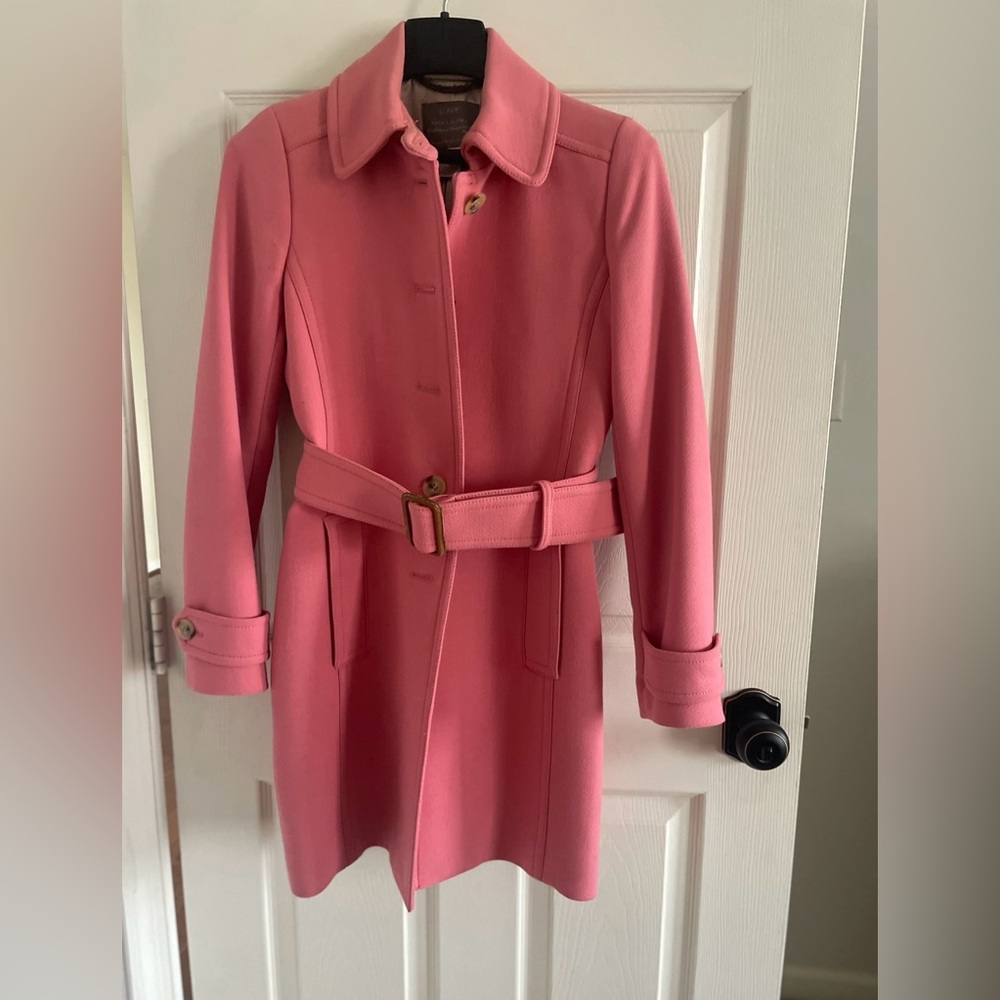 J. Crew Pink Belted Coat